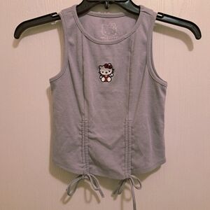 Hello Kitty Light Purple Ribbed Tie-Hem Tank Y2K Inspired Juniors Size Medium